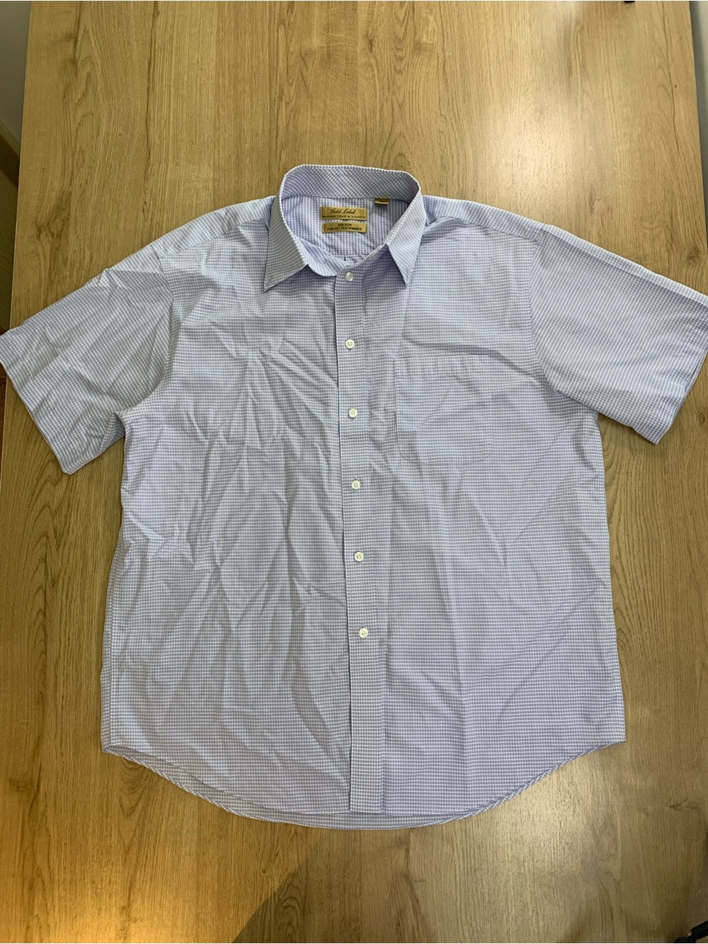 Roundtree & Yorke Gold Label Non-Iron Shirt Large Short Sleeve Light Blue
